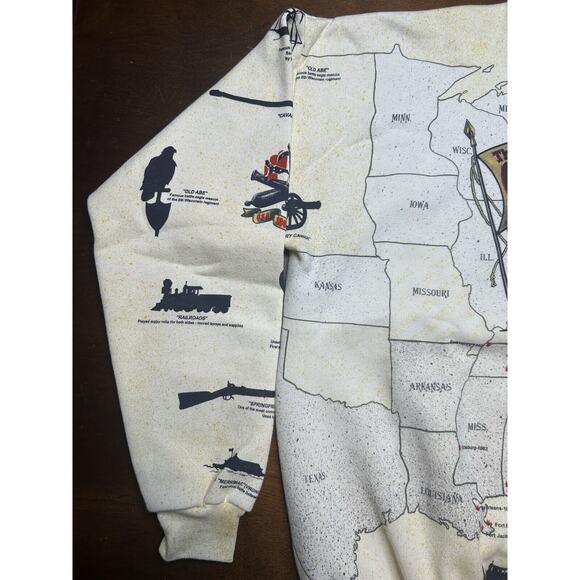 VTG 90s American Civil War History Crewneck Pullover Sweatshirt Size 2XL USA Map - Picture 9 of 14